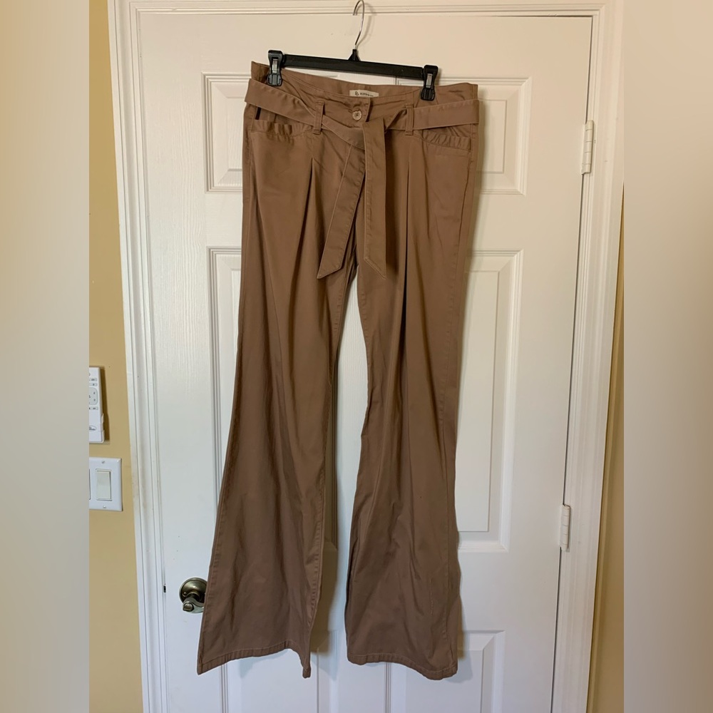 BCBGeneration Brown Wide Leg‎ Tie Waist Pants Size 10 Chic Minimalist Feminine